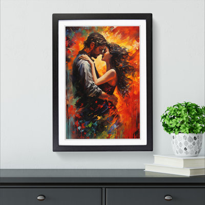 Lovers Action Painting - Single Picture Frame Print on Wood