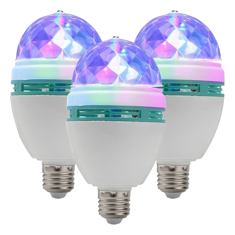 E27 3W Colourful Rotating Stage RGB LED Light Bulb(Set Of 3)
