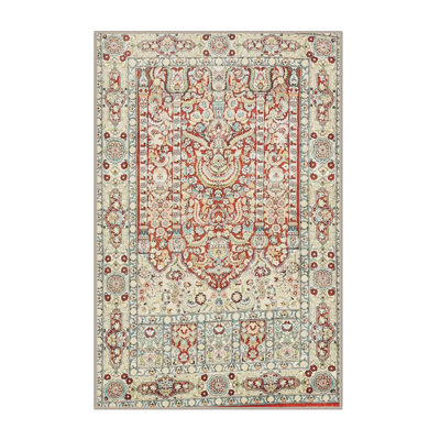 Tapis beige / rouge