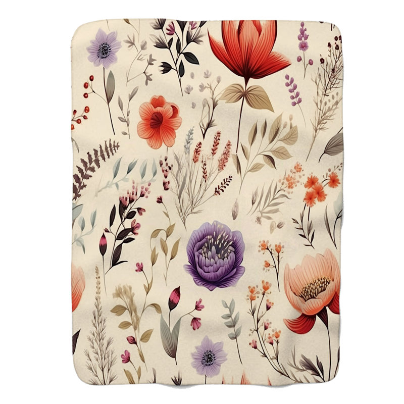 Gentle Botanics - Couverture Sherpa de qualité supérieure 1 pièce, Lit simple