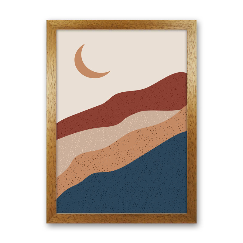 Moon Mountain - Print, 34cm H x 25cm W x 3cm D, Brown Framed