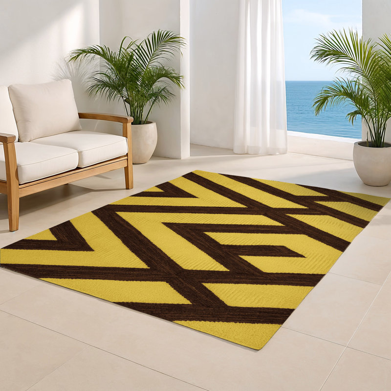 Tapis d'intérieur et d'extérieur à carreaux brun, Rectangle 4pi x 6 pi