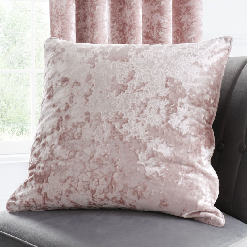 Crushed Velvet Cushion with Filling, Square 55cm, Blush