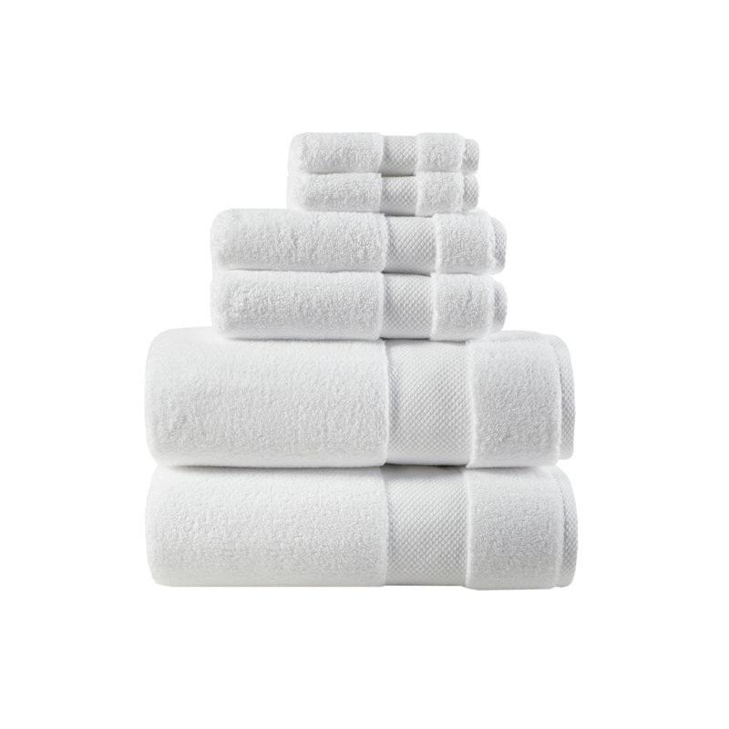 Ensemble de serviettes 6 pièces en coton, Blanc