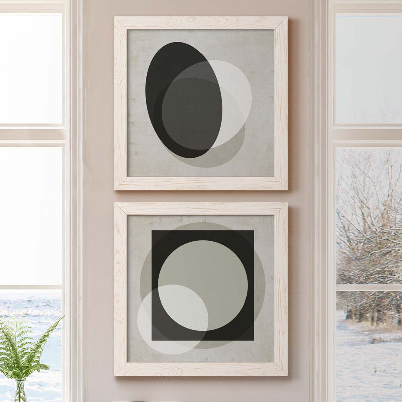 Moderniste Neutre I - ensemble de 2 impressions sur toile, Toile blanche encadrée, H 20 po x l 40 po x P 1,5 po