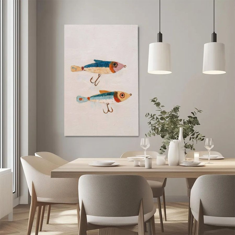 1Pc Framed Canvas Poster Print Fishing Float, Colorful Fish Shaped Lure, Oil Painting Texture Style Wall Art Decor, Perfect for Room Decor Living Room Bedroom Office Kitchen Bathroom Home Decor, Ideal Home Wall Decoration Gift