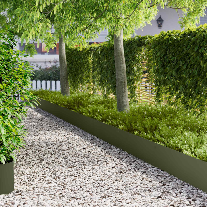 Metal Lawn Edging, Olive Green, 30cm H x 103cm W