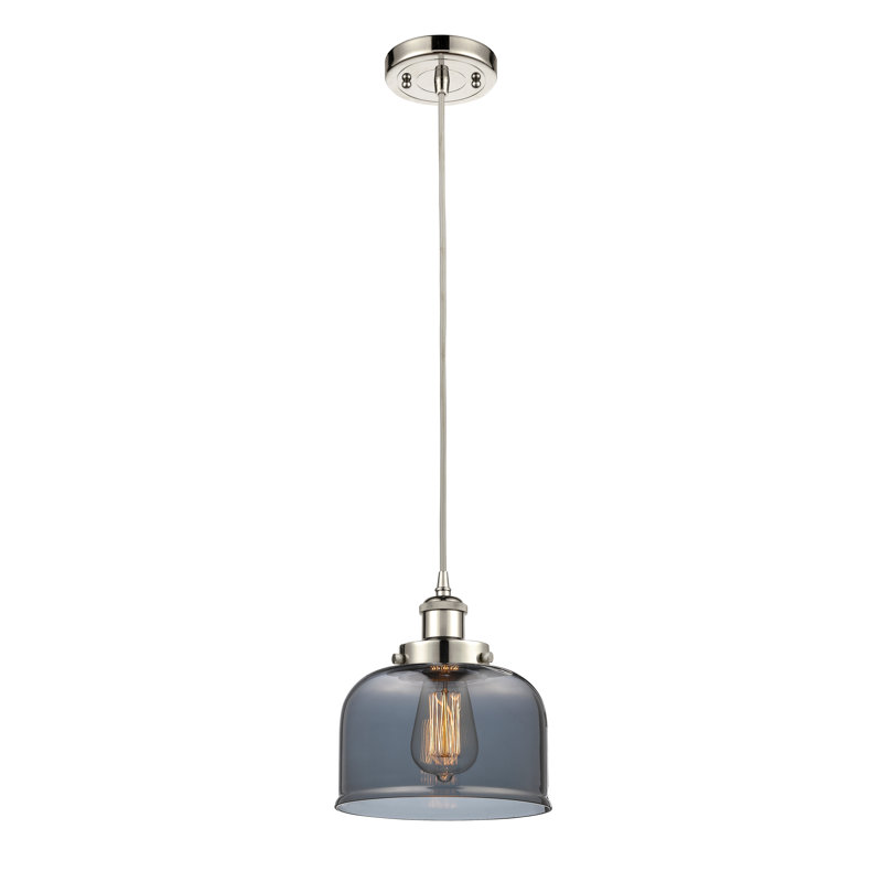 Mini luminaire suspendu à cordon 8 lumières Ballston Urban Bell, Plaqué couleur fumée, Nickel poli, Ampoule non incluse