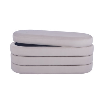 Banc avec rangement en velours taupe