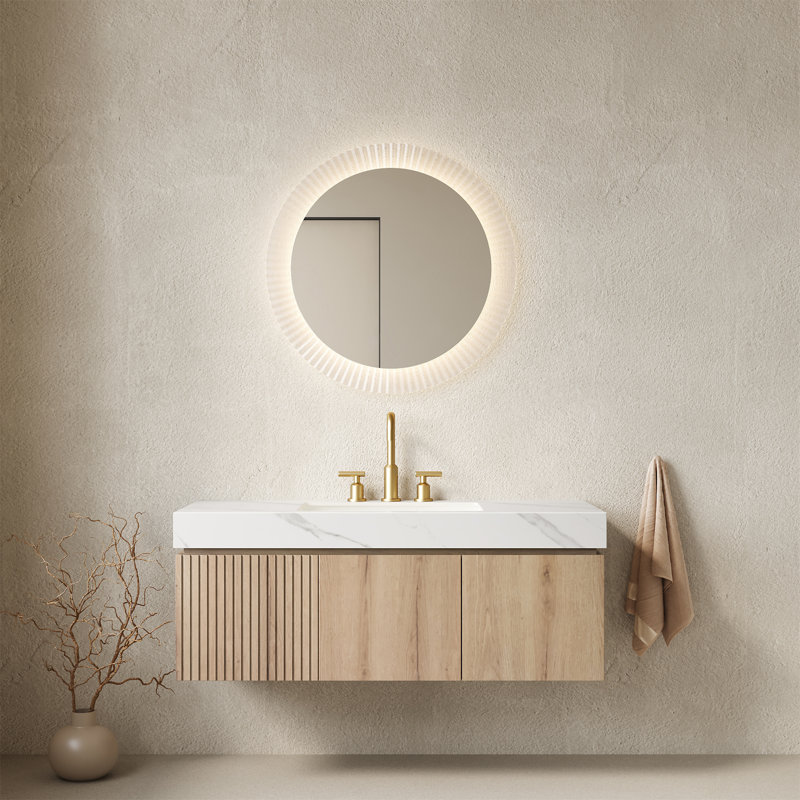 Meuble-lavabo de salle de bain 48 po MURI, Chêne blanc, 48", Blanc