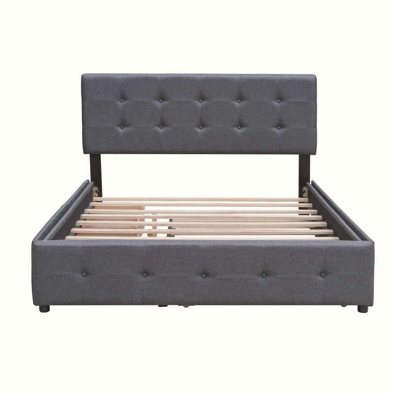 Lit tapissier Madras, Gris foncé