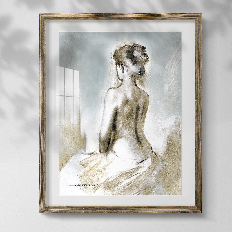 Puerto Vallarta - Toile tendue avec châssis, Blanc, Papier avec cadre noyer