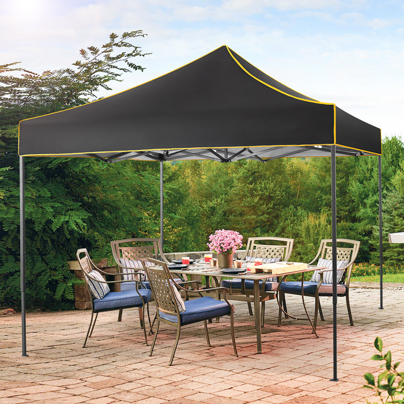 Pavillon de jardin imperméable 10 x 10 pi avec 4 parois latérales, Noir