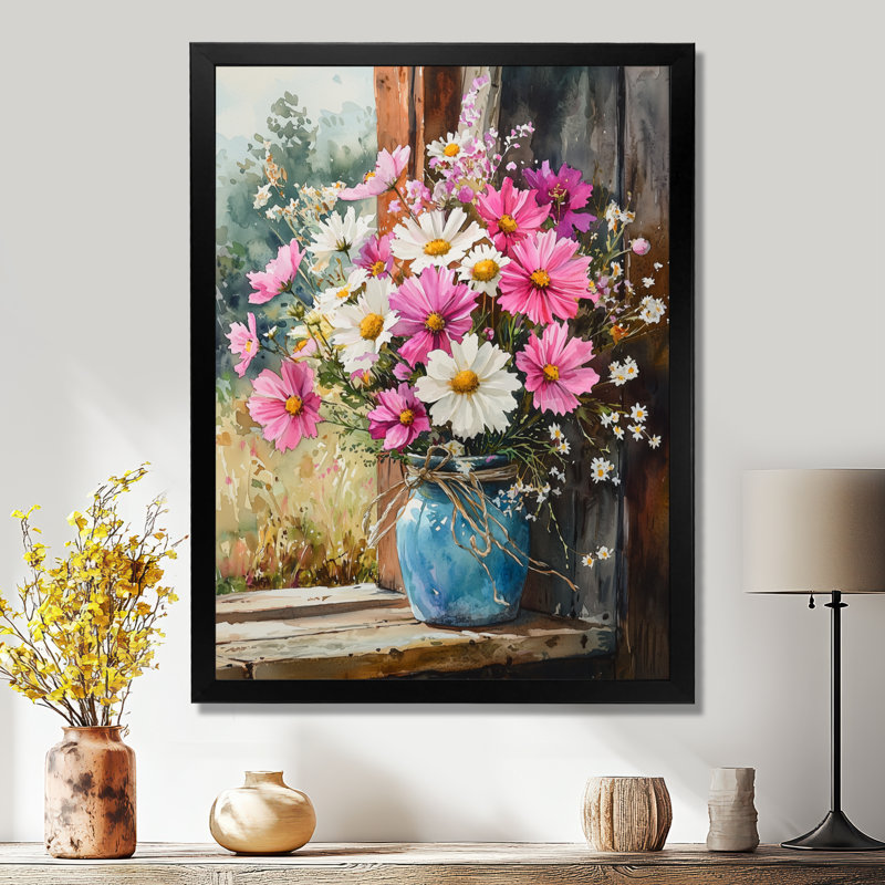 Samuel - salon d'art mural floral, H 32 po x l 24 po, Noir, noir, noir, noir, Reproduction encadrée d'une seule photo