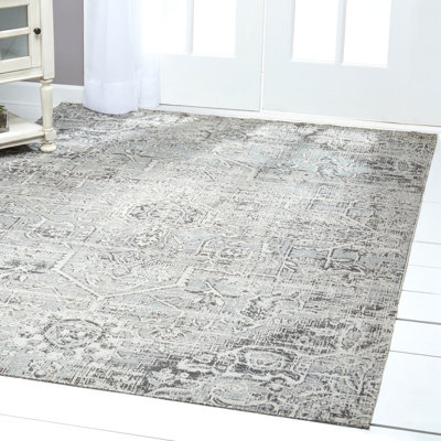 Tapis intérieur / extérieur gris clair / gris foncé Nicole Miller