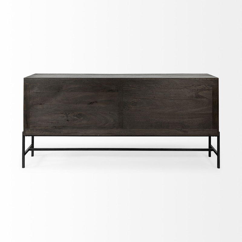 Arelius 70'' W Solid Wood Sideboard, Black/Dark Brown