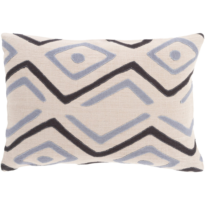 Alona Linen Lumbar Pillow, Gray\Black, Pillow Cover Only - No Insert