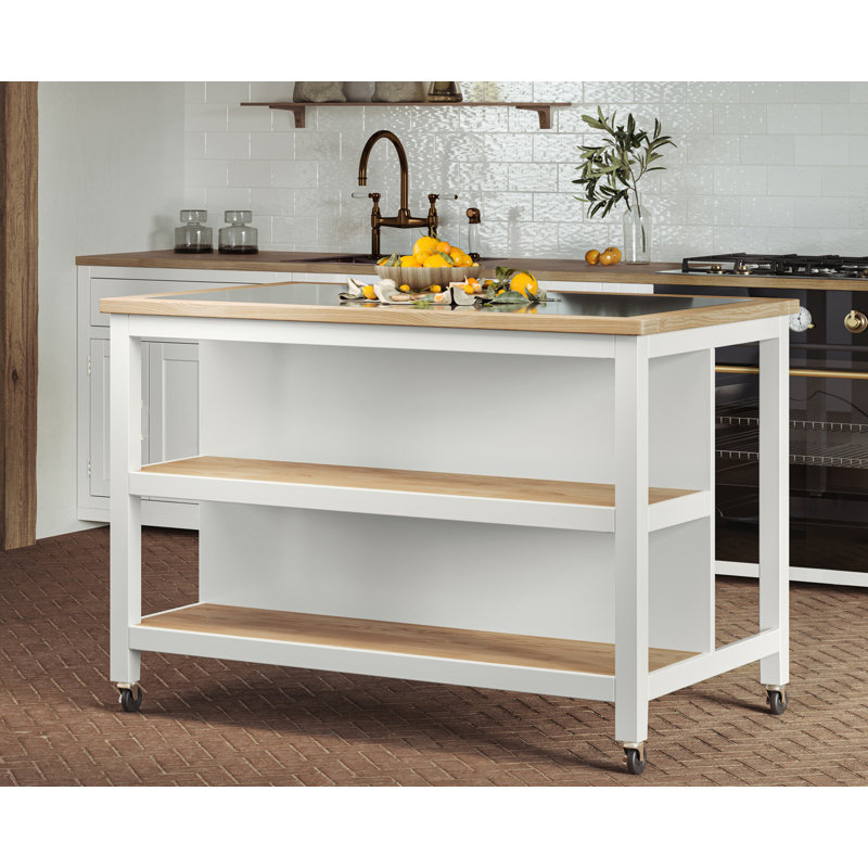 Mounia Granite Top Kitchen Island, White