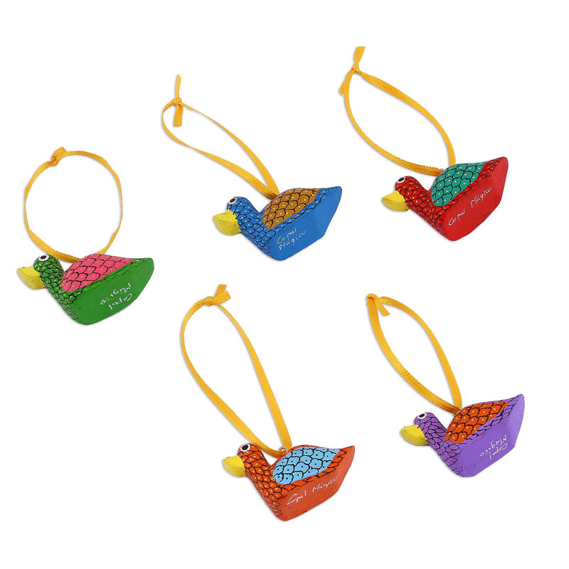 1.2'' Handmade Wood Animals Hanging Figurine Ornament