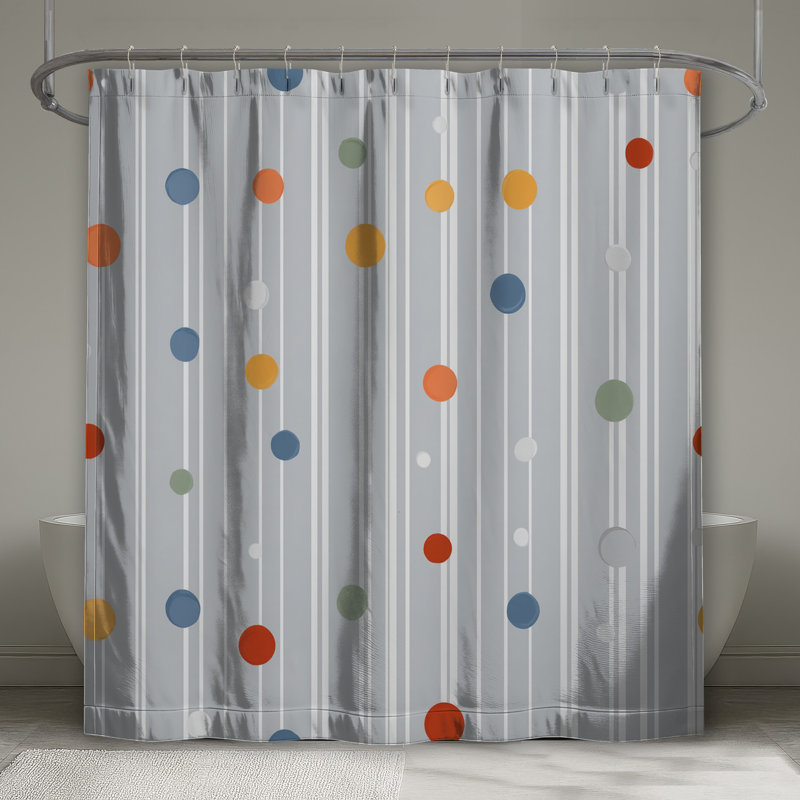 Rideau de douche à pois - Motif de décor de salle de bain moderne, L 70 po x H 93 po