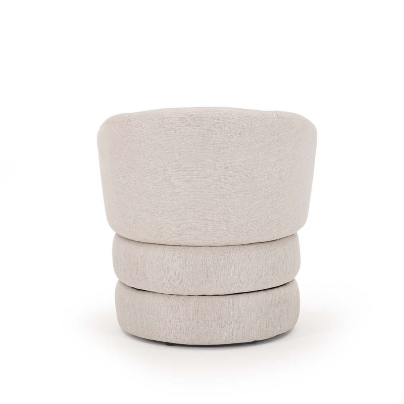 Upholstered Swivel Barrel Chair, Almond Beige Linen