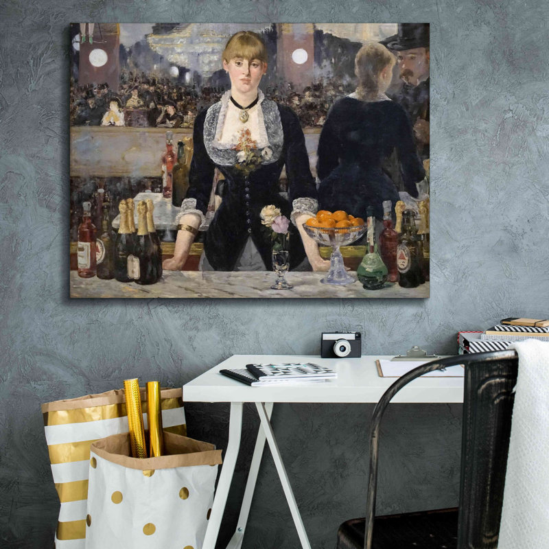 «Un Bar Aux Folies-Bergere» par Édouard Manet, estampe numérique sur toile, H 26 po x l 34 po x P 1,5 po