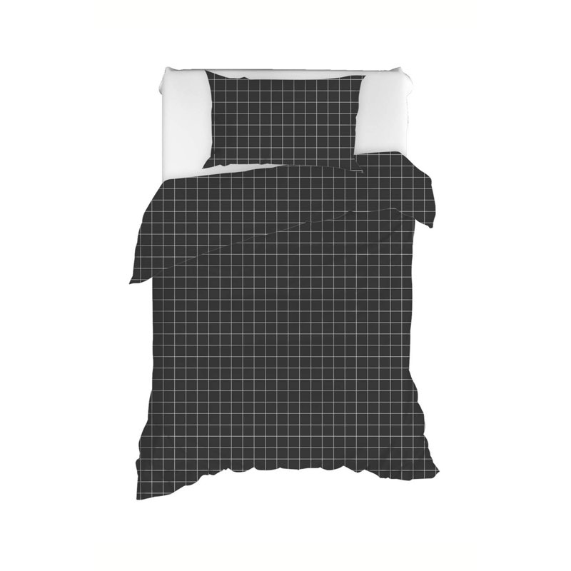 Ensemble de housse de couette 100% coton Dukie, Noir / gris, Housse de couette 63 "x 87" + 1 taie d'oreiller st