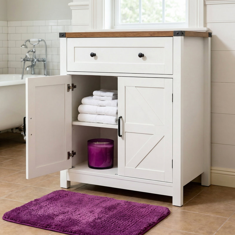 Armoire de rangement Farmhouse Modern, Blanc