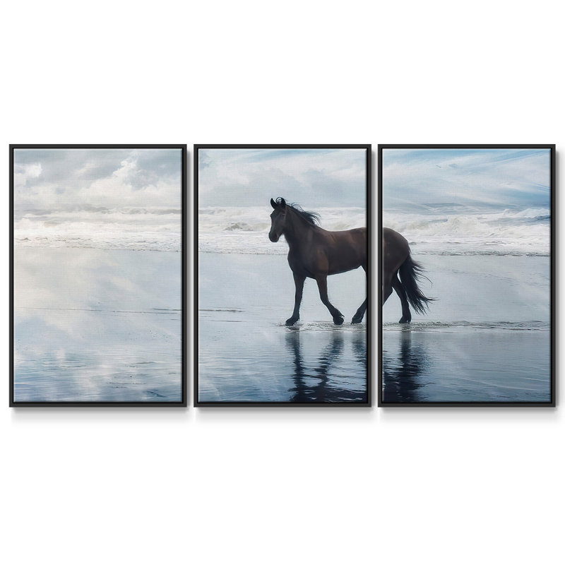 Horse Motion VI 3 pièces, Noir, H 24 po x l 48 po x P 2 po
