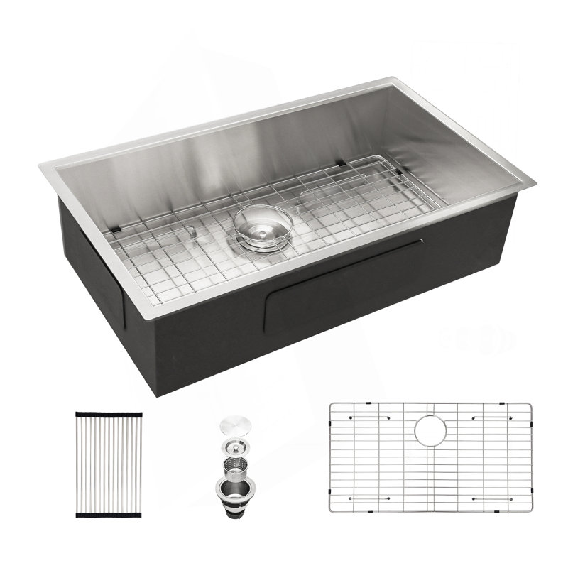 33 Inch Undermount Sink - 33"X19"X9" Undermount Stainless Steel Kitchen Sink 18 Gauge 9 Inch Deep Single Bowl Kitchen Sink Basin