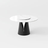 Suzzie Modern Sintered Stone Round Dining Table for 4-6 with Pedestal Base and Lazy Susan