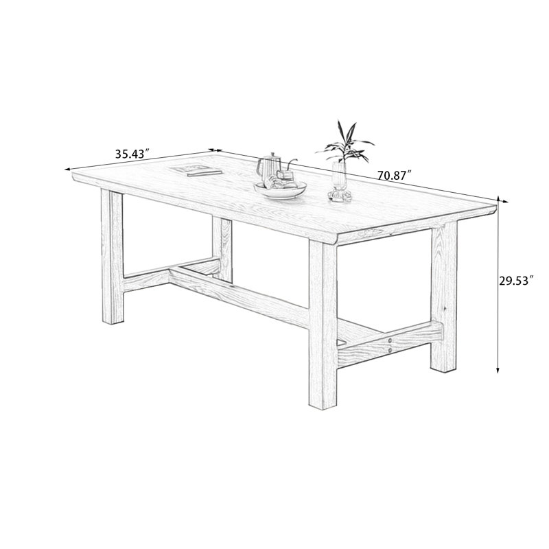 Burlywood Rectangular Solid Wood Butterfly Leaf  Dining Table, 29.53"H x 70.87"L x 35.43"W