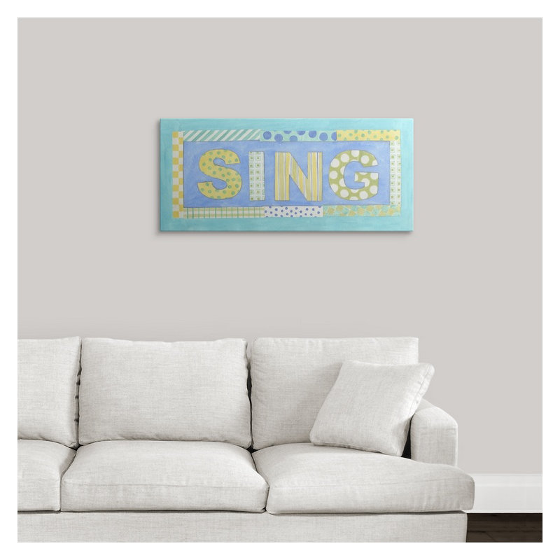 «Sing» Shelteridge, art textuel, H 13 po x l 30 po x P 1,5 po, Toile