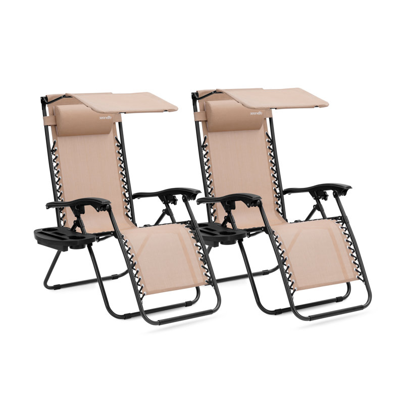 Chaise zéro gravité pliable et inclinable Kathren, Crème / noir