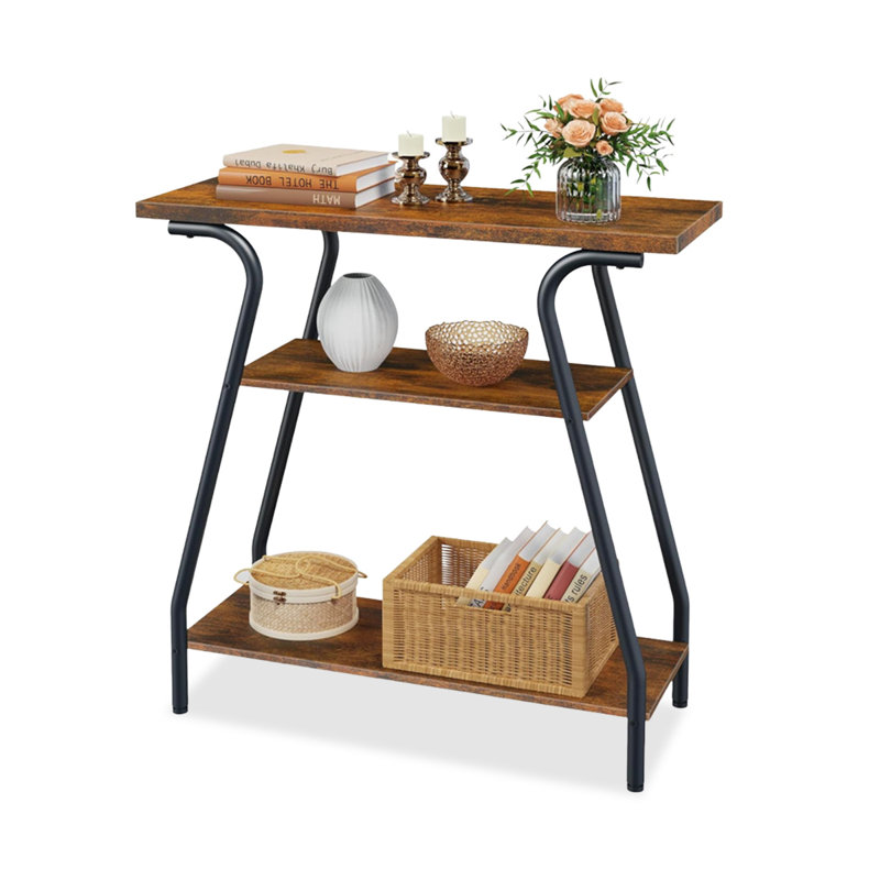 Console rectangulaire en bois massif brun, H 31,5 po x L 31,5 po x l 11,81 po