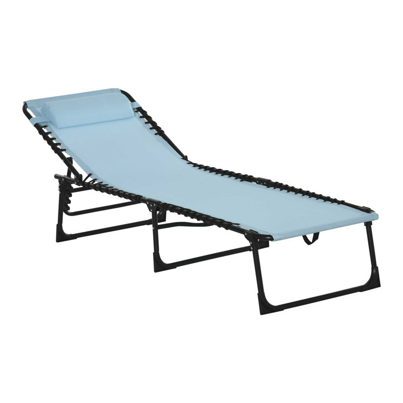 Folding Chaise Lounge Pool Chair, Patio Sun Tanning Chair, Outdoor Lounge Chair With 4-Position Reclining Back, Breathable Mesh Seat For Beach, Yard, Patio