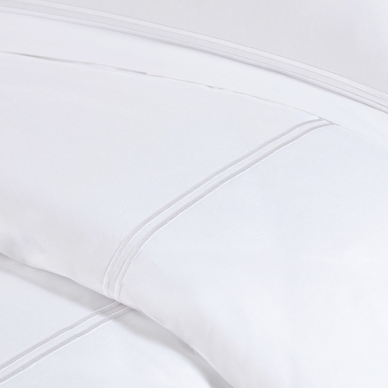 Édredon en coton 500tc double / grand, duvet synthétique, brodé à double rayure, housse de couette amovible avec fermeture à glissière et douillette Cozy Rest Bed