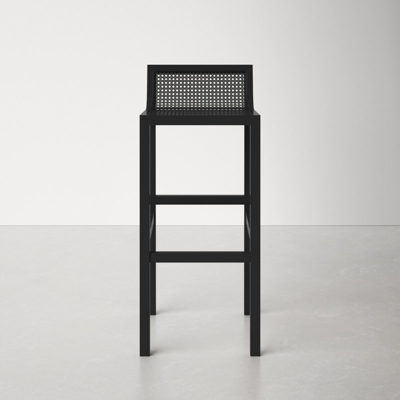 McCarthy Cane Bar & Counter Stool, Black / Black, Bar Stool(31.5” Seat Height)