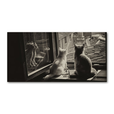 Cats By The Window - No Frame Print on Canvas