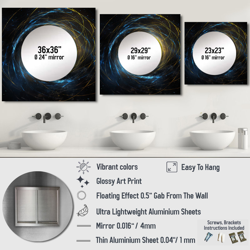 Nanie - Miroir décoratif carré pour chambre, 29 po x 29 po