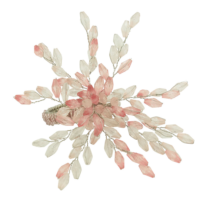 Beaded Flower Napkin Ring, Pink