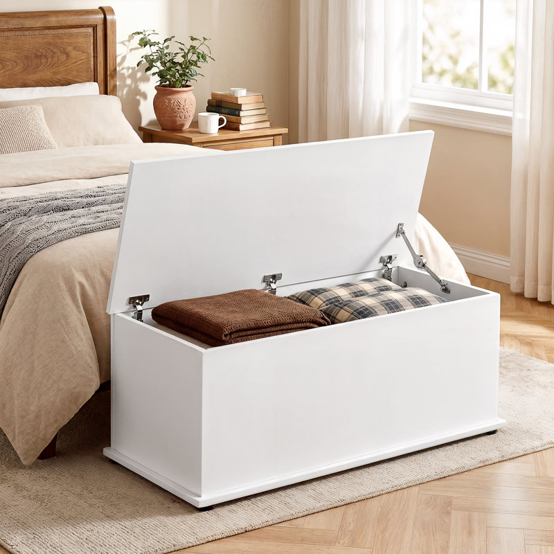 India Storage Chest With Lid, 113L Storage Box, White