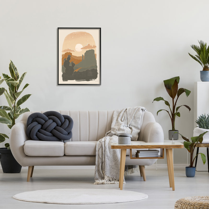 «Sunset Desert Canyon Silhouette» par Janelle Penner - peinture sur bois, Giclée encadrée noir minuit