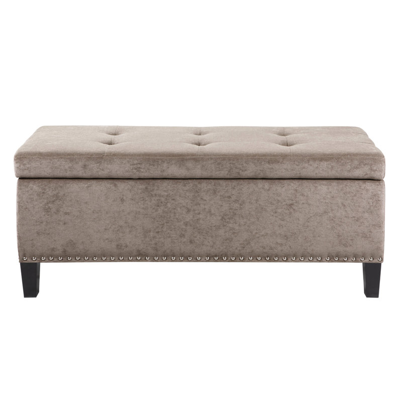 High Capacity 400 Lbs Storage Bench With Cushion And Interior Space Stylish Hidden Leg Structure, Taupe
