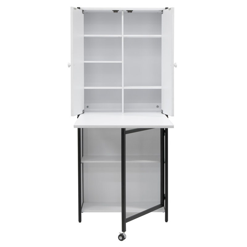 Sew Ready Folding Craft Armoire Cabinet, Multipurpose Workstation with Table