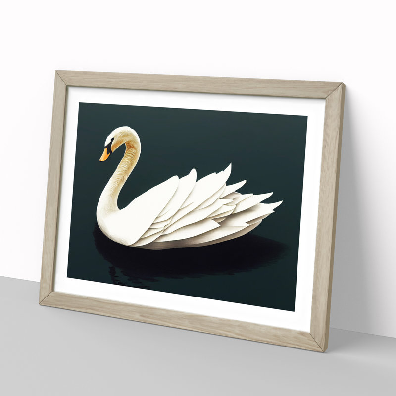 Inspirational Swan - Single Picture Frame Print, 46cm H x 64cm W x 2cm D, Oak