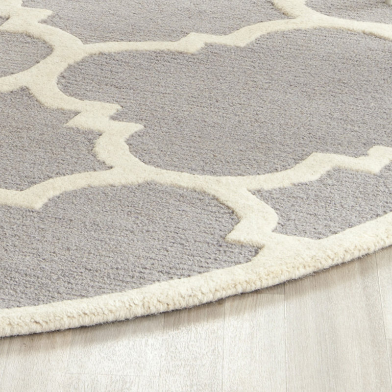 Cannen Hand Tufted Wool Geometric Rug, Round 4'