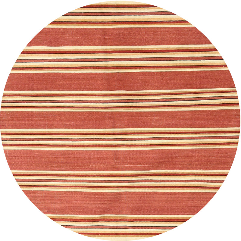 Tapis contemporain orange / jaune, Rond 8 pi