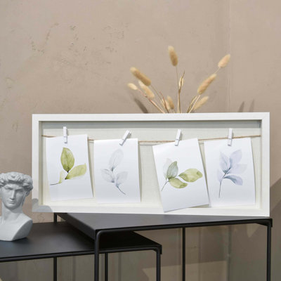 Raffield Collage Picture Frame for 4 Photos 9x13cm with Clothesline and 4 Clips