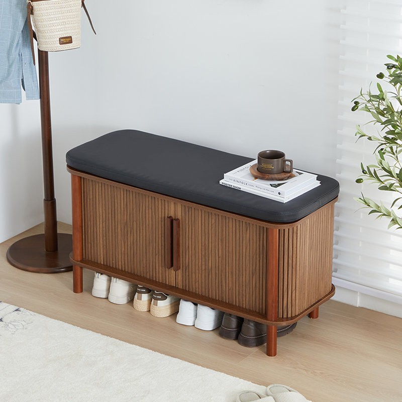 Banc de rangement pour 8 paires de chaussures, Brun / noir